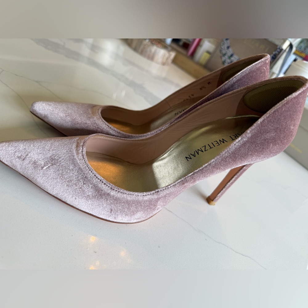 Stuart Weitzman Blush Velvet Heels